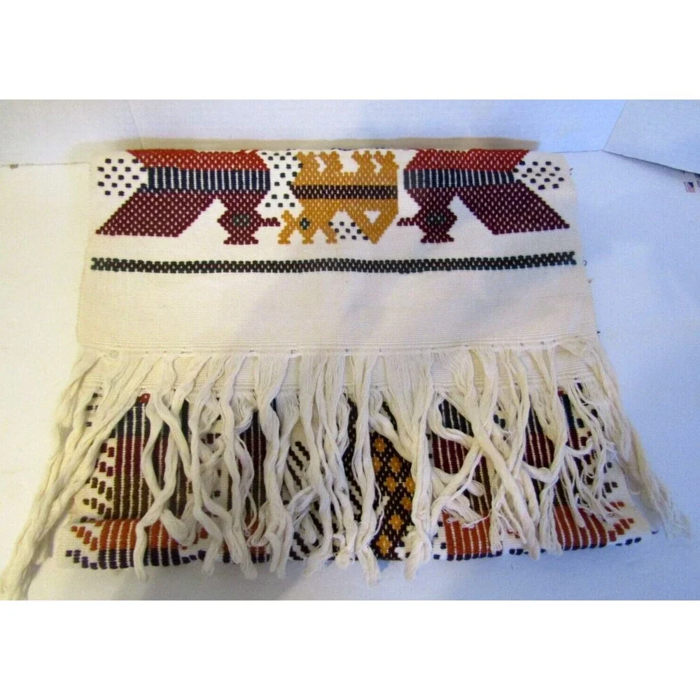 Vtg Chichicastenango Textiles Table Runner Hand Stitched Scandinavian Folk Art